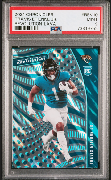 2021 Panini Chronicles Travis Etienne Jr Revolution Lava 9/10 RC Jags #REV-10 Psa 9