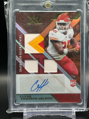 2020 Panini XR Clyde Edwards-Helaire Triple Swatch Autograph 25/25 Rookie