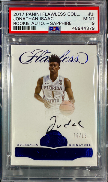 2017 Panini Flawless Collegiate #BRA-JI Jonathan Isaac Rookie Autograph Sapphire/15 PSA 9
