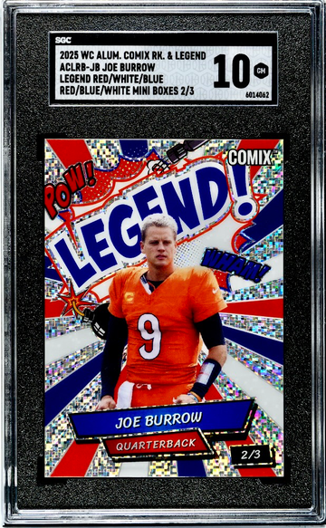 Joe Burrow 2025 WIld Card Alumination Comix Legend Mini Boxes Red/Blue/White SGC 10 #/3