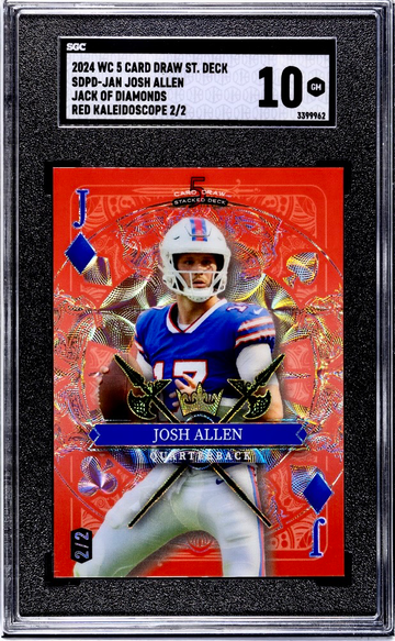 Josh Allen WildCard 5 Card Draw Jack Of Diamonds Red Kaleidoscpe 2/2 SGC 10