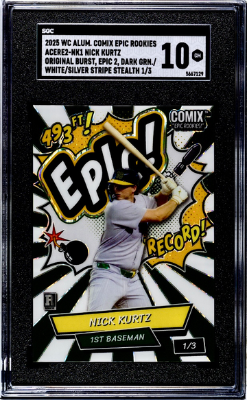 Nick Kurtz Rookie Alumination Comix Epic Rookies #ACERE2-NK1 White/Silver Stripe Stealth Epic SGC 10
