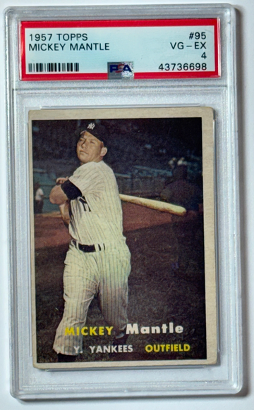 1957 Topps Mickey Mantle #95 PSA 4 VG-EX HOF Yankees Vintage Baseball Card