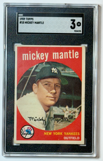 1959 Topps Mickey Mantle #10 SGC 3 VG Yankees HOF Vintage Baseball Card