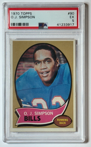 1970 Topps O.J. Simpson Rookie RC #90 PSA 5 EX HOF Bills Vintage Football Card
