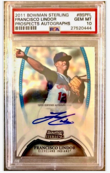 2011 Bowman Sterling Prospects Autograph  FRANCISCO LINDOR  PSA 10 RC SP Auto #BSPFL💥
