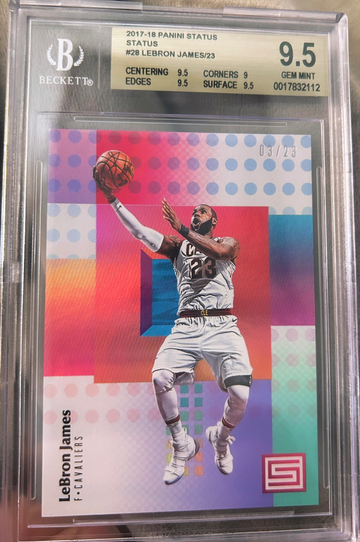 2017-18 Panini Status Status 28 LeBron James 16/23 BGS 9.5 Gem Mint First Year