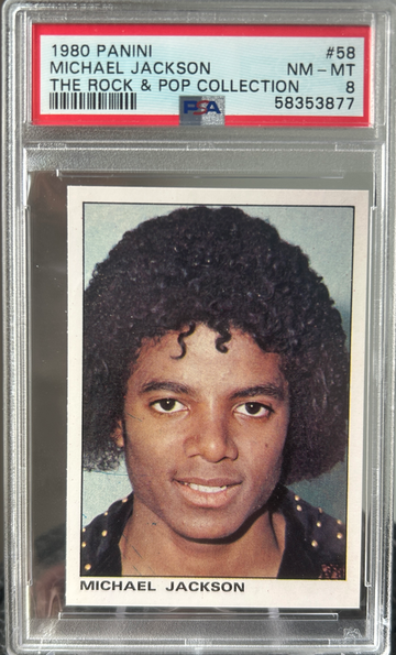 Panini Pop Rock Collection 1980 Michael Jackson #58 1st Solo Rookie RC PSA 8