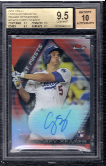 2016 Topps Finest Firsts Corey Seager Orange Refractors Auto /25 RC