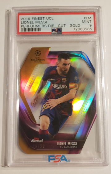 2019 Finest UCL # LM LIONEL MESSI Performers Die - Cut Gold /50 PSA 9