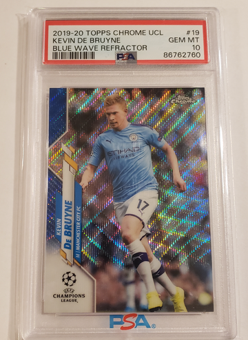 19-20 Topps Chrome UCL #19 KEVIN De BRUYNE Blue Wave refractor PSA 10 