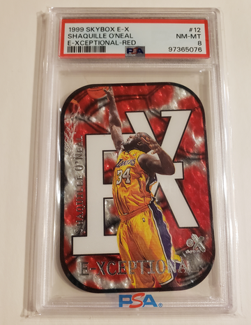 1999 Skybox E-X E-xceptional Red #12 Shaquille O'neal PSA 8