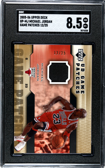 2005-06 Upper Deck Game Jerseys Patches #MJ Michael Jordan /25 SGC 8.5