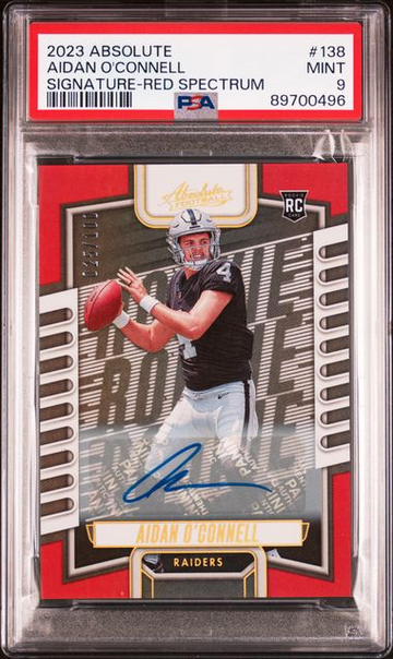 2023 Absolute Aidan O'Connell Signature Red Spectrum /100 PSA 9 #138