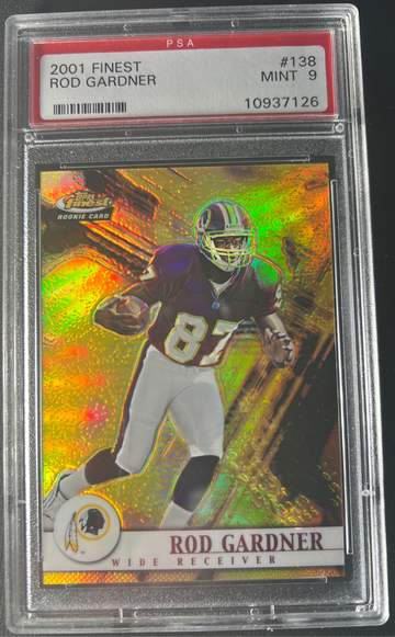 2001 Topps Finest Rod Gardner Rookie Card #138 - PSA 9 MINT - Serial Numbered 0179/1000