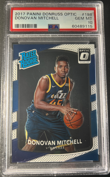 2017 Panini Donruss Optic Donovan Mitchell #188 - PSA 10 GEM MT (Rated Rookie)