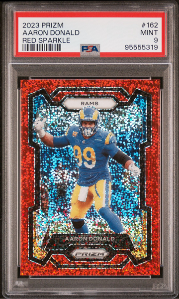 2023 Panini Prizm Aaron Donald Red Sparkle Prizm #162 - PSA 9 MINT