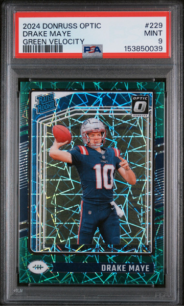 2024 Panini Donruss Optic Drake Maye #229 Green Velocity PSA 9 Mint Rookie