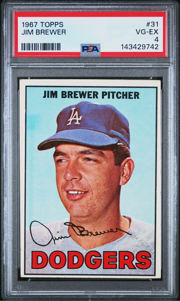 1967 Topps Jim Brewer #31 PSA 4 Dodgers