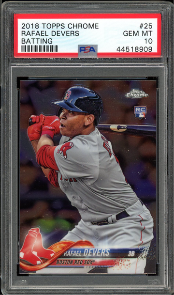 RAFAEL DEVERS RC PSA 10 2018 TOPPS CHROME #25 BATTING RED SOX
