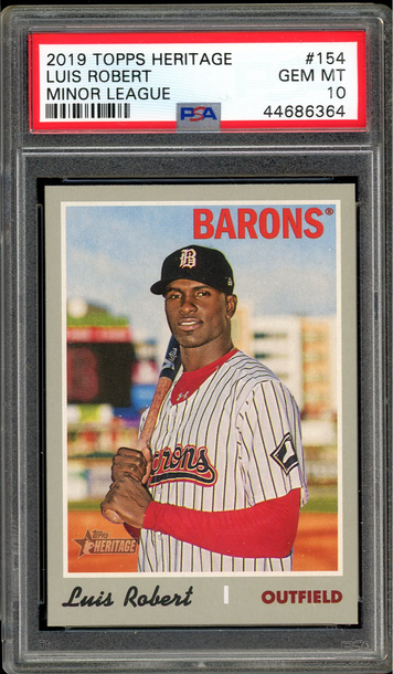 LUIS ROBERT PSA 10 RC 2019 TOPPS HERITAGE MINOR LEAGUE #154 GEM MINT WHITE SOX