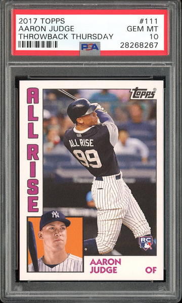 AARON JUDGE PSA 10 RC 2017 TOPPS THROWBACK THURSDAY TBT #111