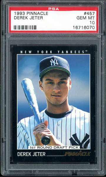 1993 PINNACLE #457 DEREK JETER PSA 10 DEAD CENTERED GEM MINT RC