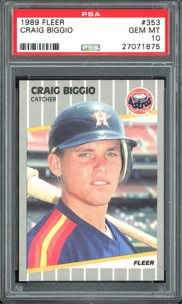 CRAIG BIGGIO 1989 FLEER #353 PSA 10 RC