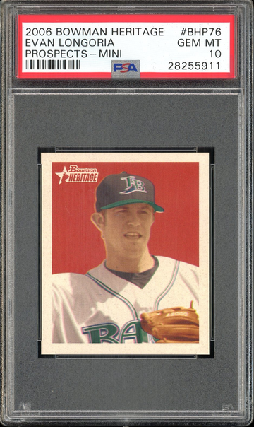 EVAN LONGORIA 2008 BOWMAN HERITAGE PROSPECTS MINI #BHP 76 PSA 10 RC