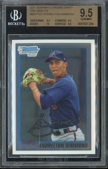 ANDRELTON SIMMONS RC BGS 9.5 2010 BOWMAN CHROME DRAFT PROSPECTS #BDPP23 TRUE GEM
