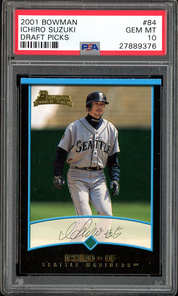 ICHIRO SUZUKI 2001 BOWMAN  DRAFT PICKS #84 PSA 10 DEAD CENTERED