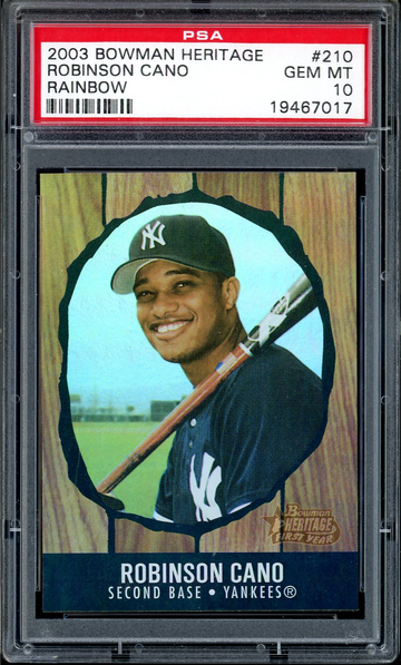 ROBINSON CANO 2003 BOWMAN HERITAGE RAINBOW FOIL PARALLEL #210 PSA 10 RC