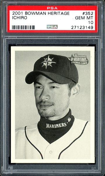 ICHIRO SUZUKI 2001 BOWMAN HERITAGE #352 PSA 10 DEAD CENTERED