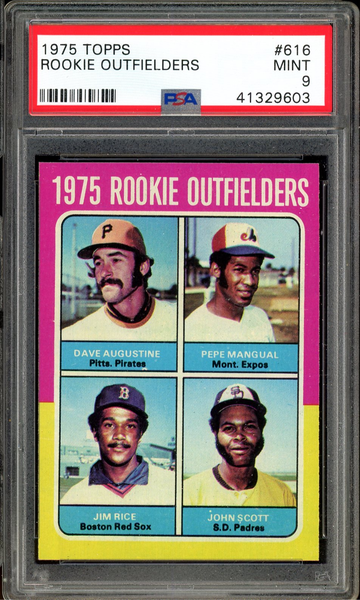1975 TOPPS JIM RICE PSA 9 #616 ROOKIE OUTFIELDERS DEAD CENTERED RC