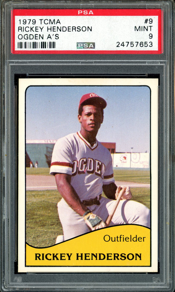 1979 TCMA RICKEY HENDERSON #9 PSA 9 OGDEN A'S MINOR LEAGUE 