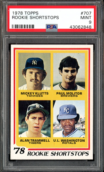 1978 TOPPS PAUL MOLITOR ALAN TRAMMELL #707 PSA 9 PERFECTLY CENTERED NO PRINT DOT