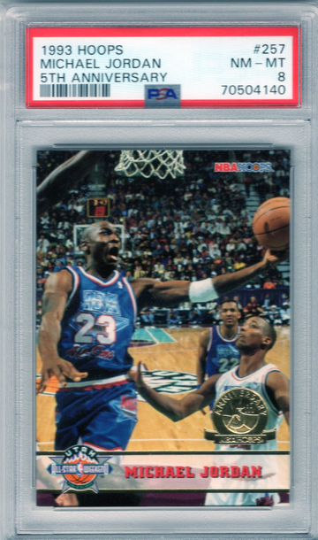 Michael Jordan 1993-94 NBA Hoops 5th Anniversary PSA 8
