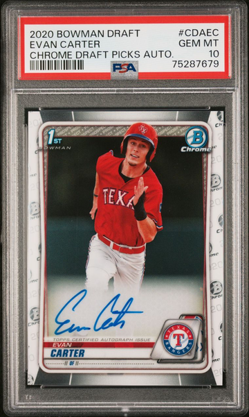 2020 Bowman Chrome Draft Evan Carter Auto PSA 10