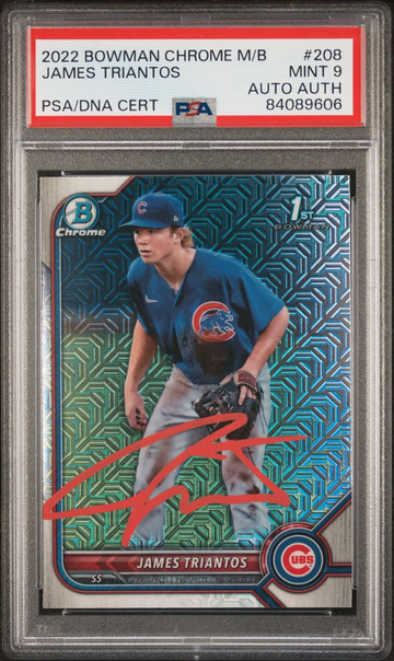 2022 Bowman Chrome James Triantos Mega Box Refractor Auto PSA 9