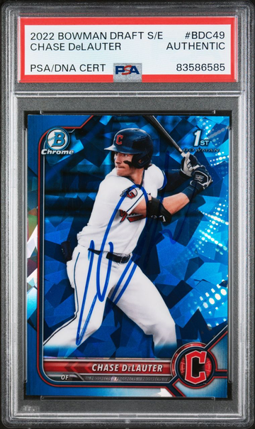 2022 Bowman Chrome Draft Sapphire Chase DeLauter Auto PSA