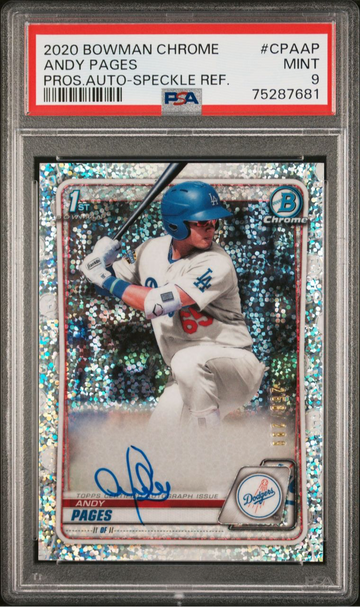 2020 Bowman Chrome Andy Pages Speckle Refractor /299 Auto PSA 9