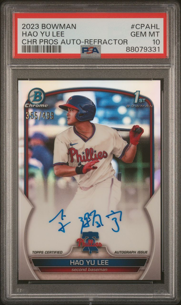 2023 Bowman Chrome Hao Yu Lee Refractor /499 Auto PSA 10
