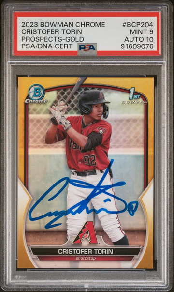 2023 Bowman Chrome Cristofer Torin Auto Gold /50 Refractor PSA 9