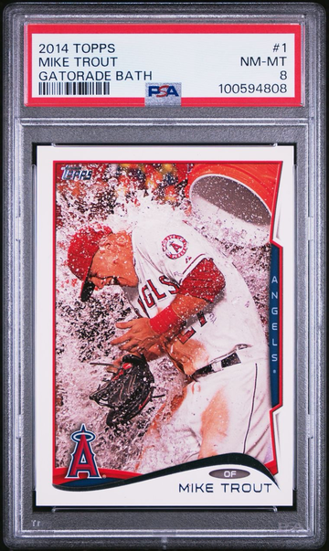 2014 Topps Mike Trout Gatorade Bath Image Variation SP PSA 8