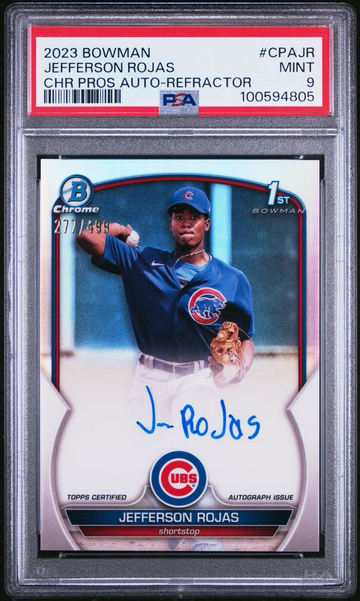 2023 Bowman Chrome Jefferson Rojas Auto Refractor /499 PSA 9