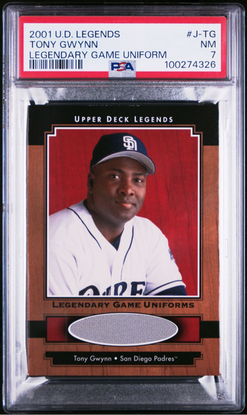 2001 Upper Deck Legends Tony Gwynn Game Worn Uniform Patch PSA 7 J-TG