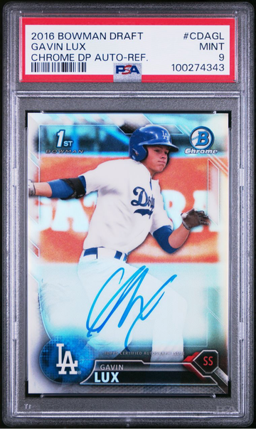 2016 Bowman Chrome Draft Gavin Lux Auto Refractor /499 PSA 9