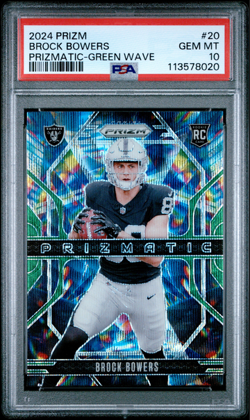 2024 Prizm Brock Bowers Prizmatic Green Wave PSA 10