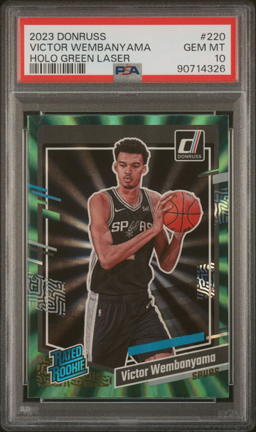 2023 Donruss Victor Wembanyama Holo Green Laser PSA 10