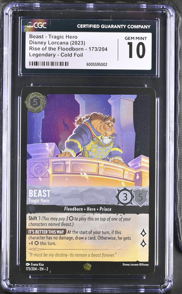 Disney Lorcana Beast Tragic Hero COLD FOIL Legendary CGC 10 Gem MINT